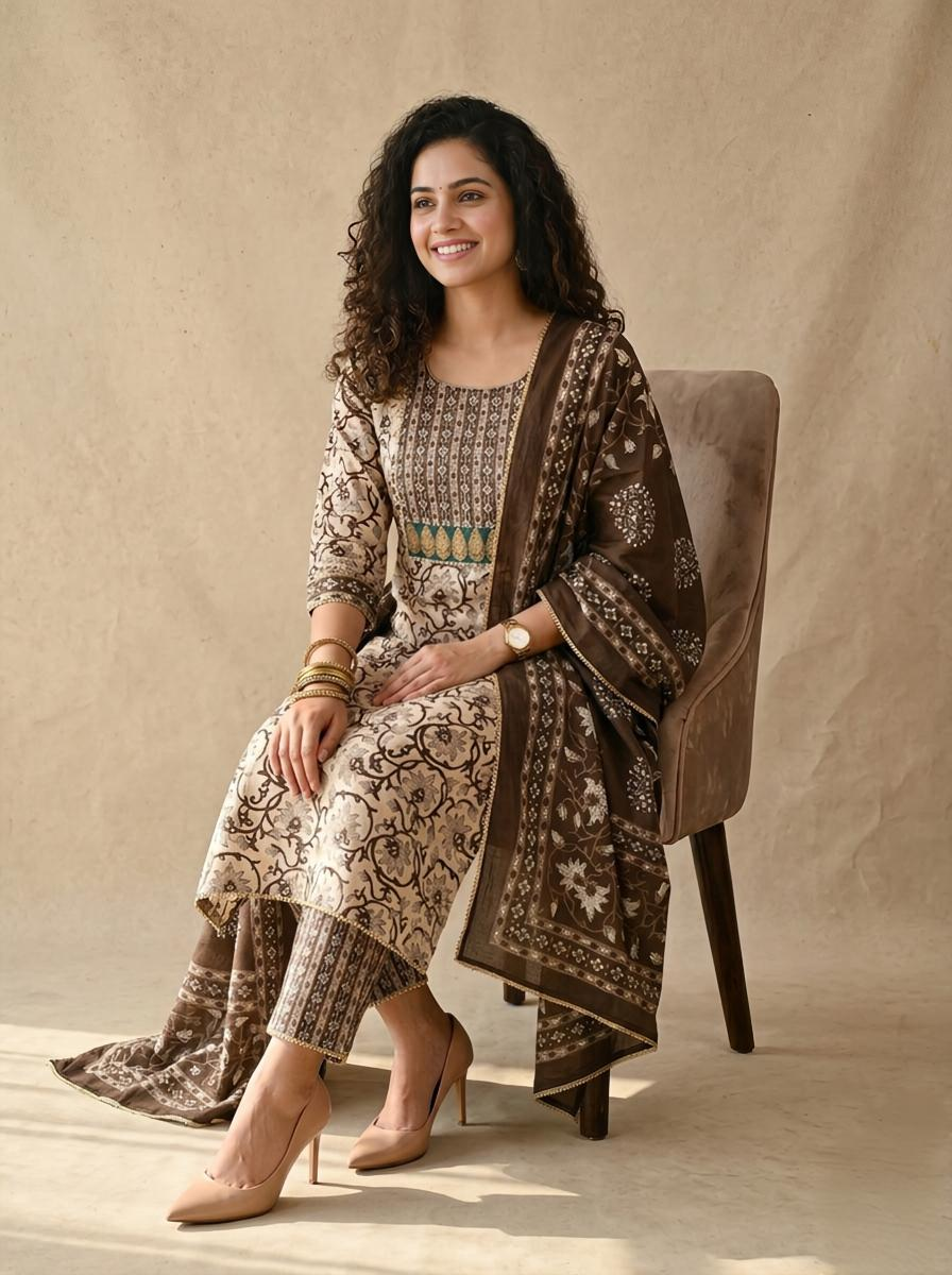 Premium Cotton Block Print Unstitched Suit Set