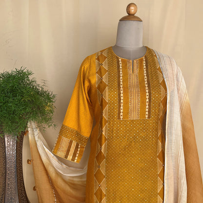 Chanderi Silk Readymade Suit Set