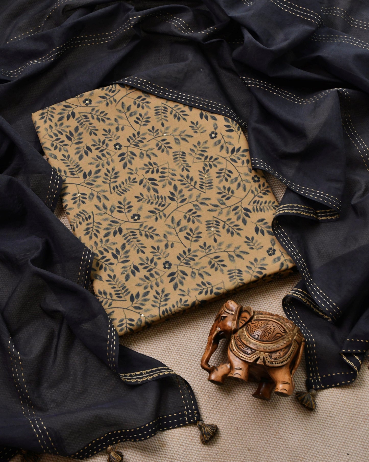 Pure Chanderi SIlk Unstitched Suit Set