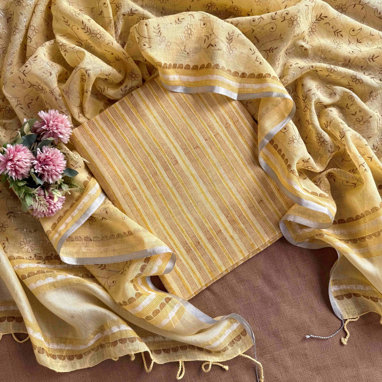 Pure Linen Embroidered Unstitched Suit