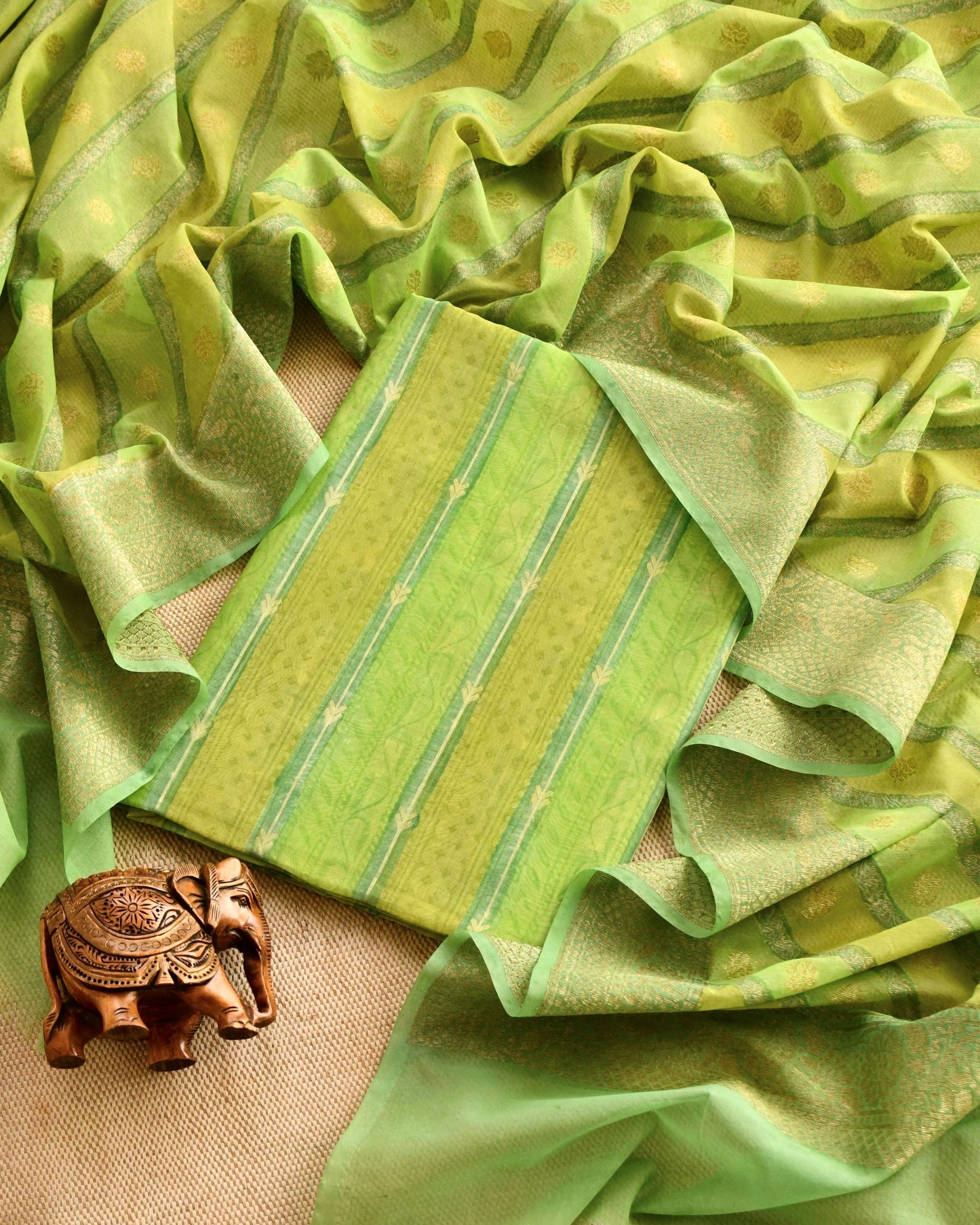 Pure Silk Zari work Unstitched Suit