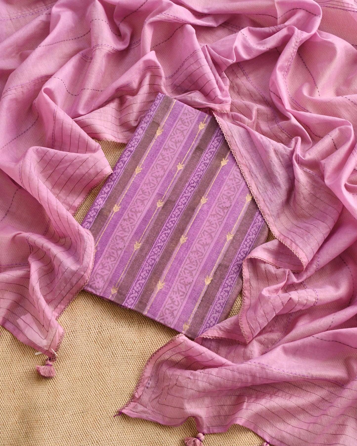 Pure Silk Zari work Unstitched Suit