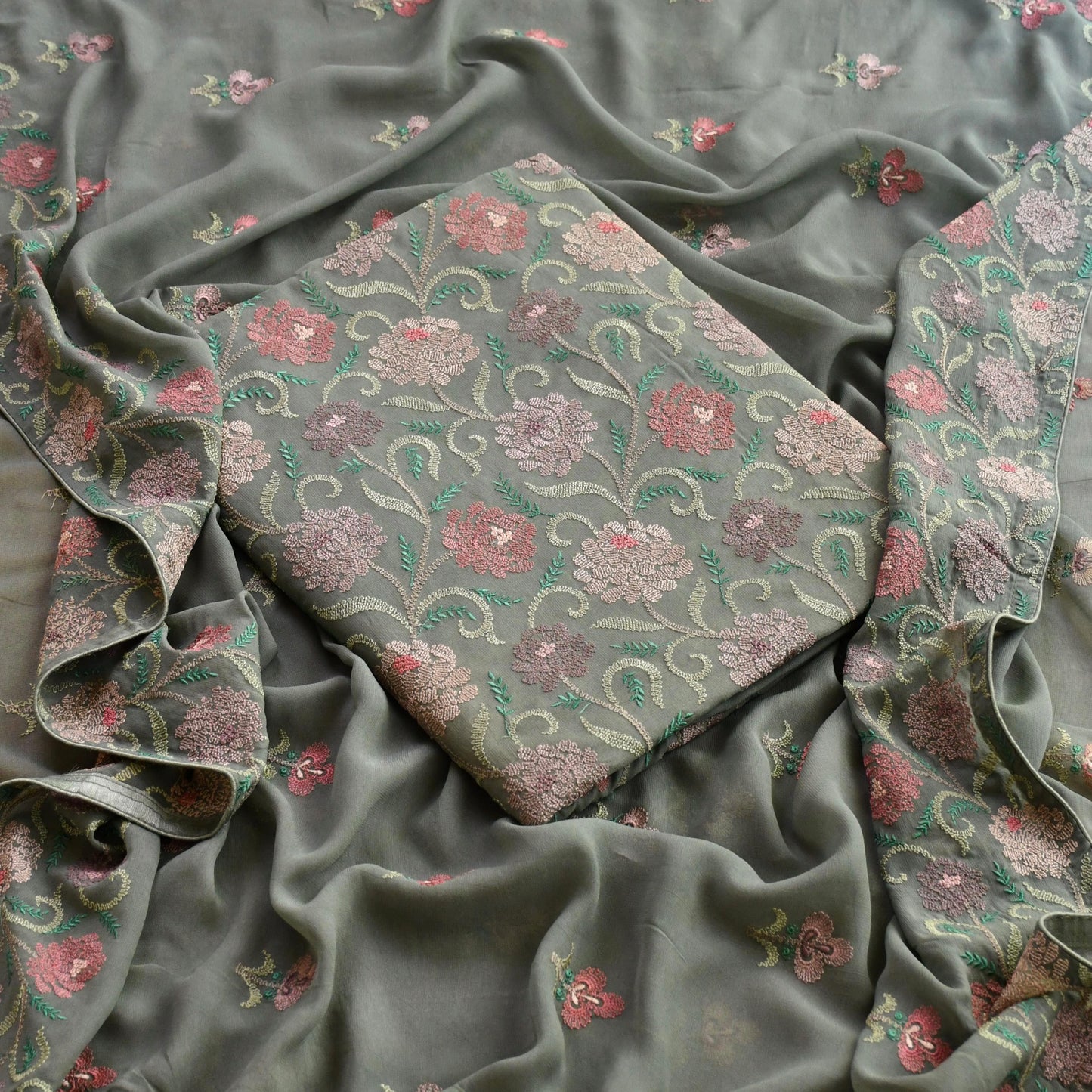 Pure Georgette Embroidered Unstitched Suit