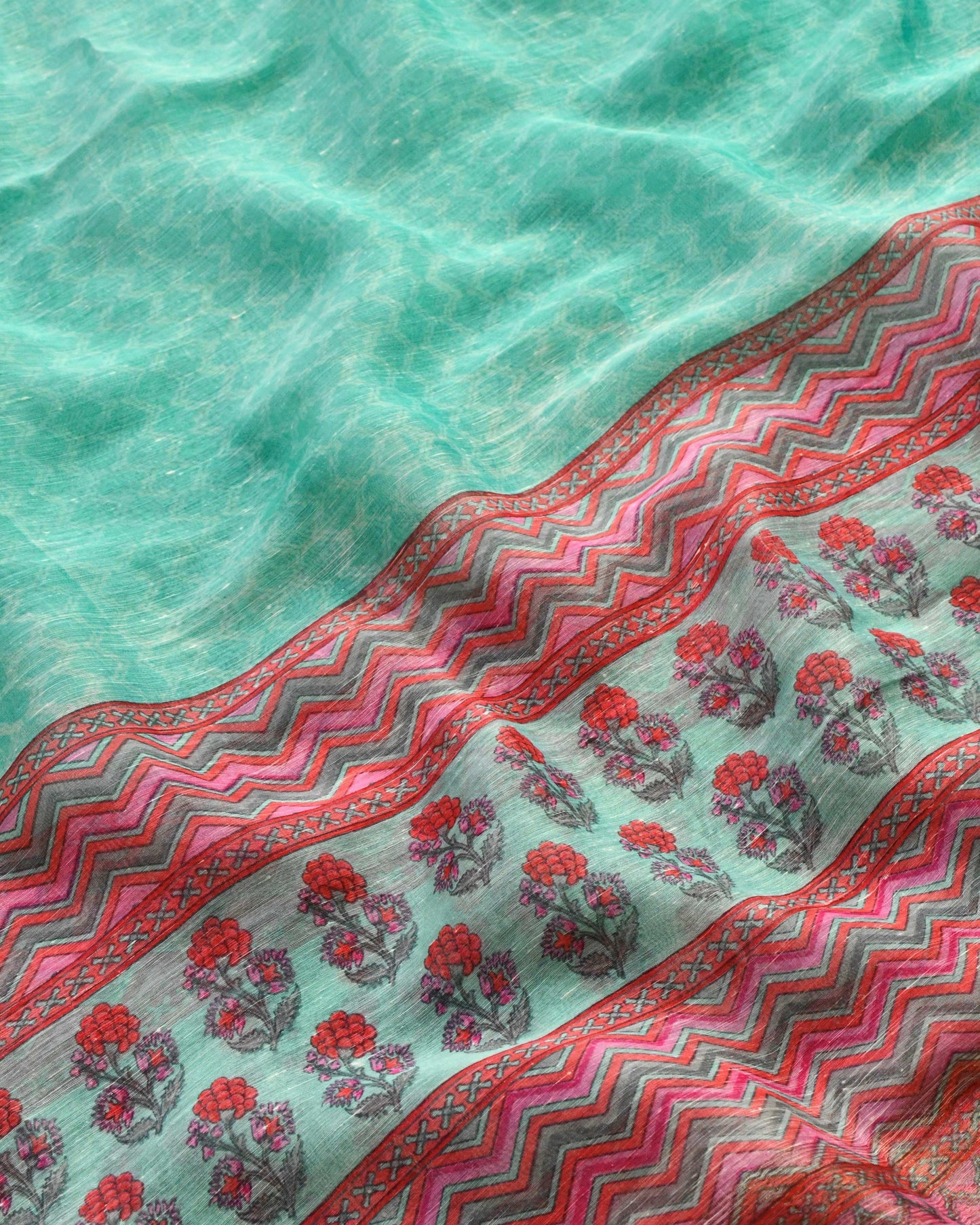 Linen Silk Embroidered Unstitched Suit