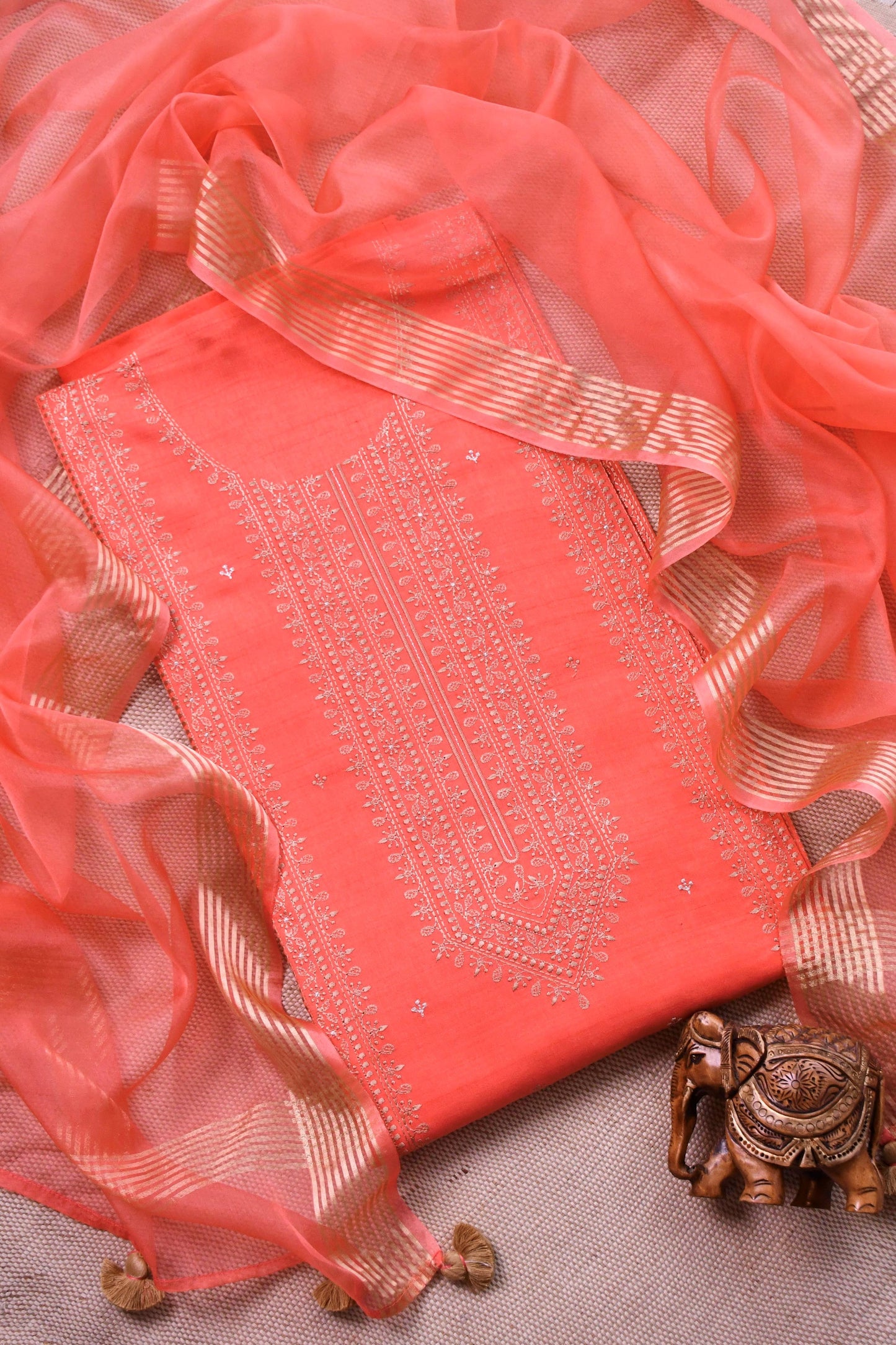 Pure Silk embroidered Unstitched Suit