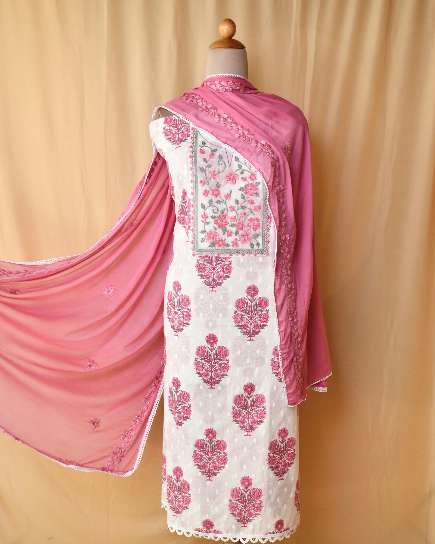 Cotton Cross Stitch Work Unstitched suit