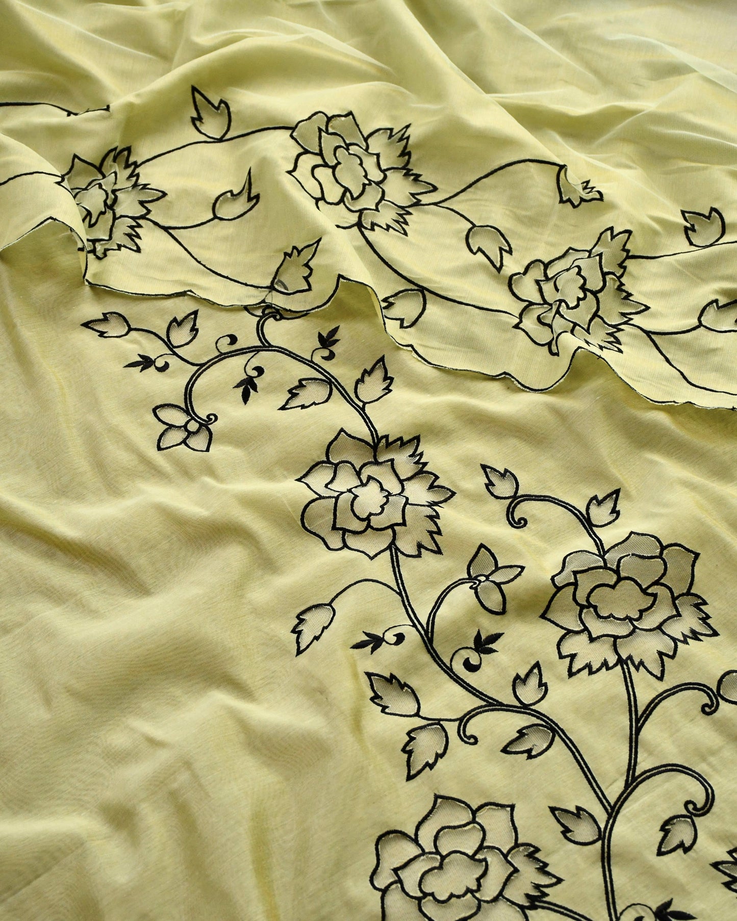 Pure Mul Chanderi Cut Work Embroidered Unstitched Suit