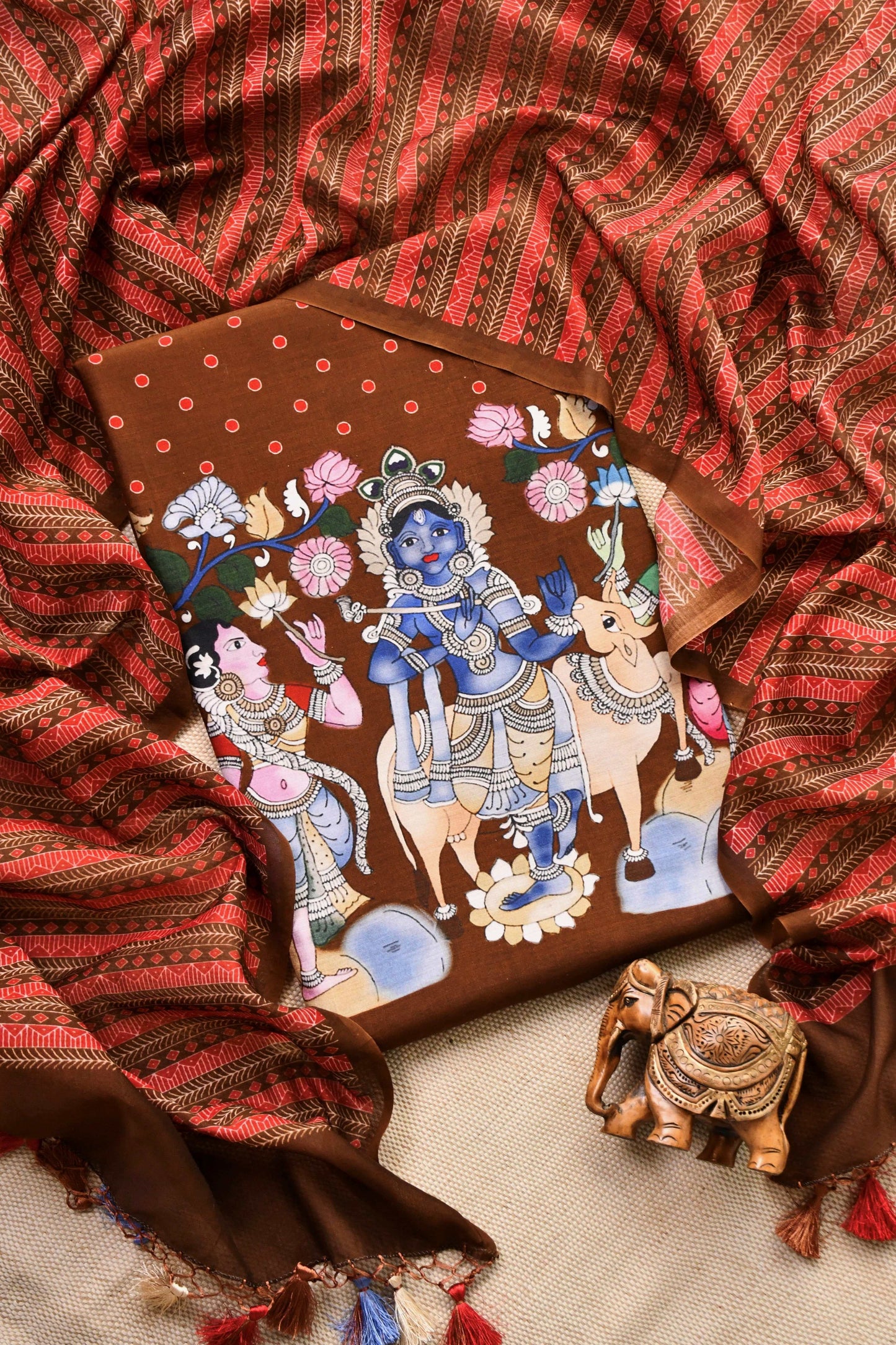 Pure Maheshwari silk Unstitched Suit