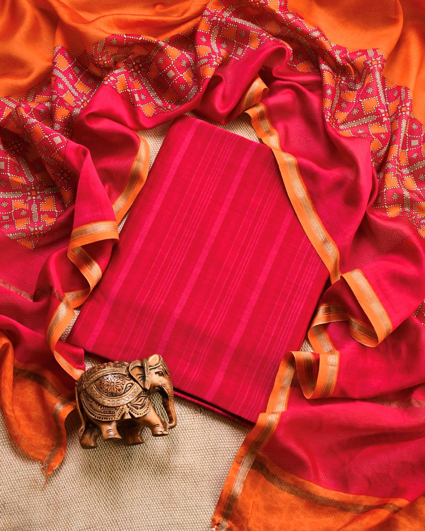Pure Maheshwari Silk Unstitched Suit