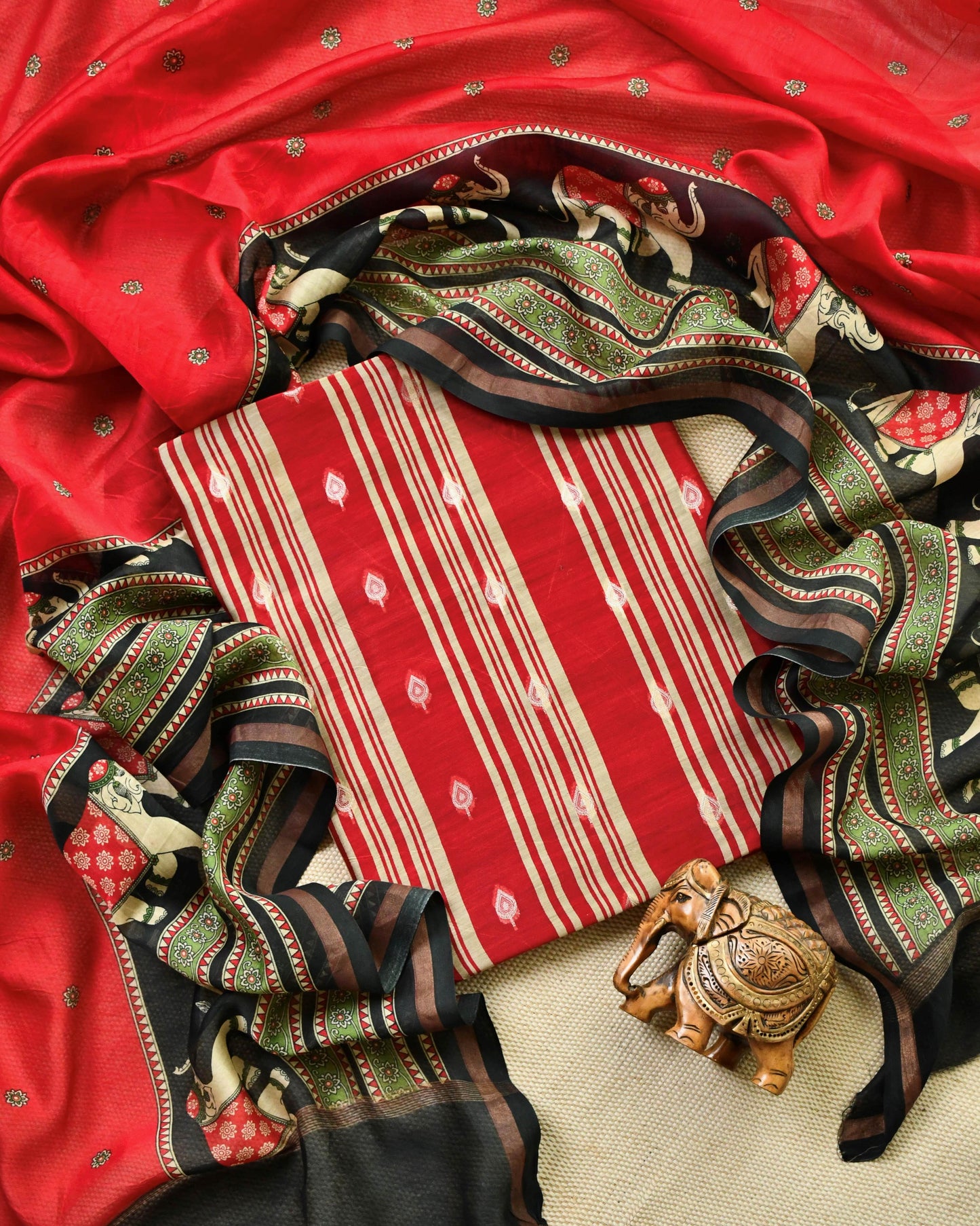 Pure Maheshwari Silk Zari Work Unstitched Suit