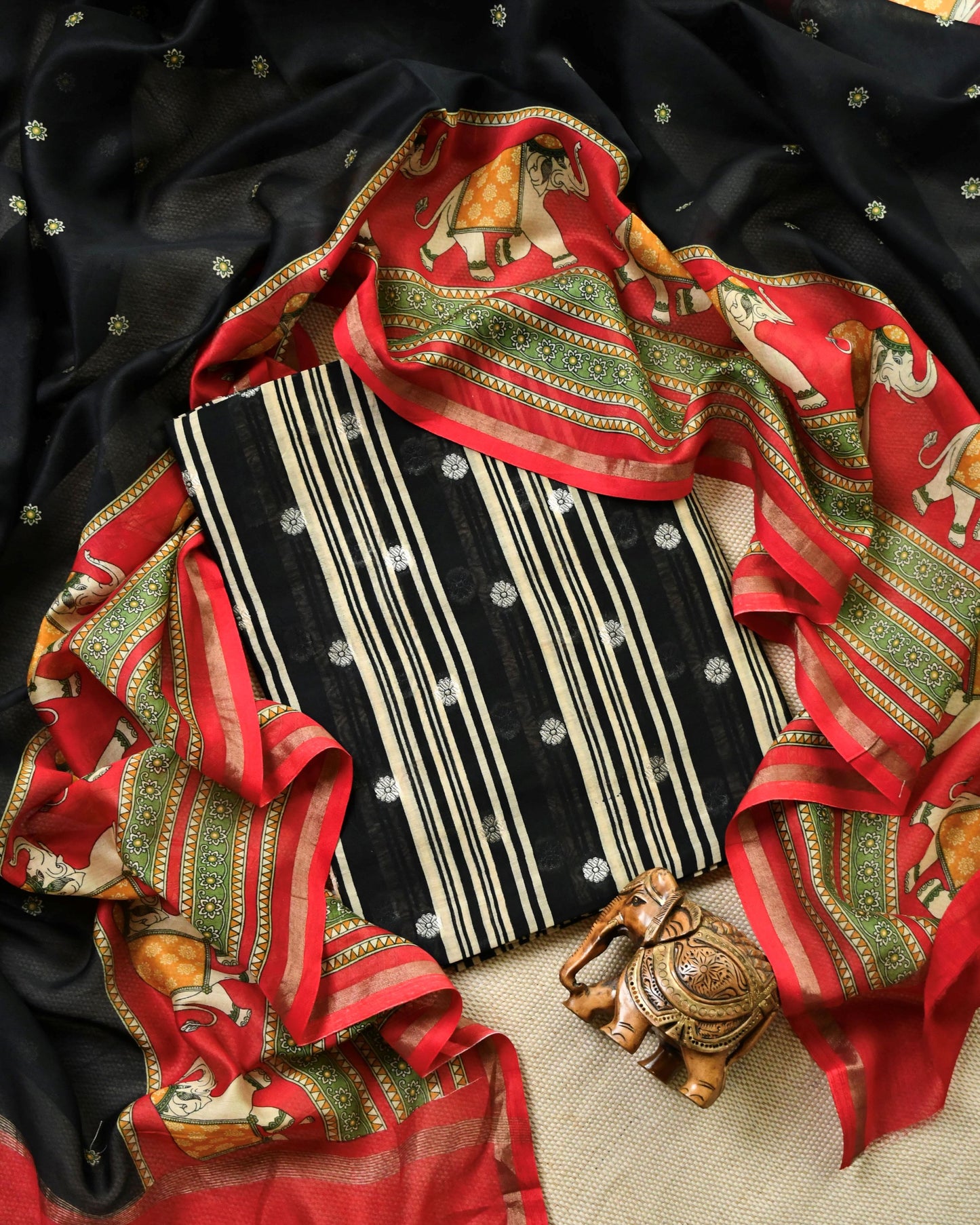 Pure Maheshwari Silk Zari Work Unstitched Suit