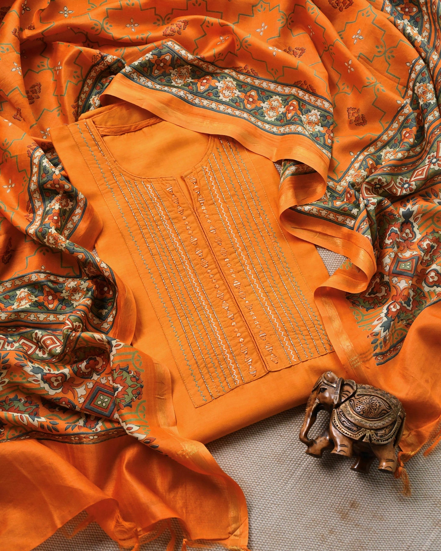 Pure Maheshwari silk Unstitched Suit