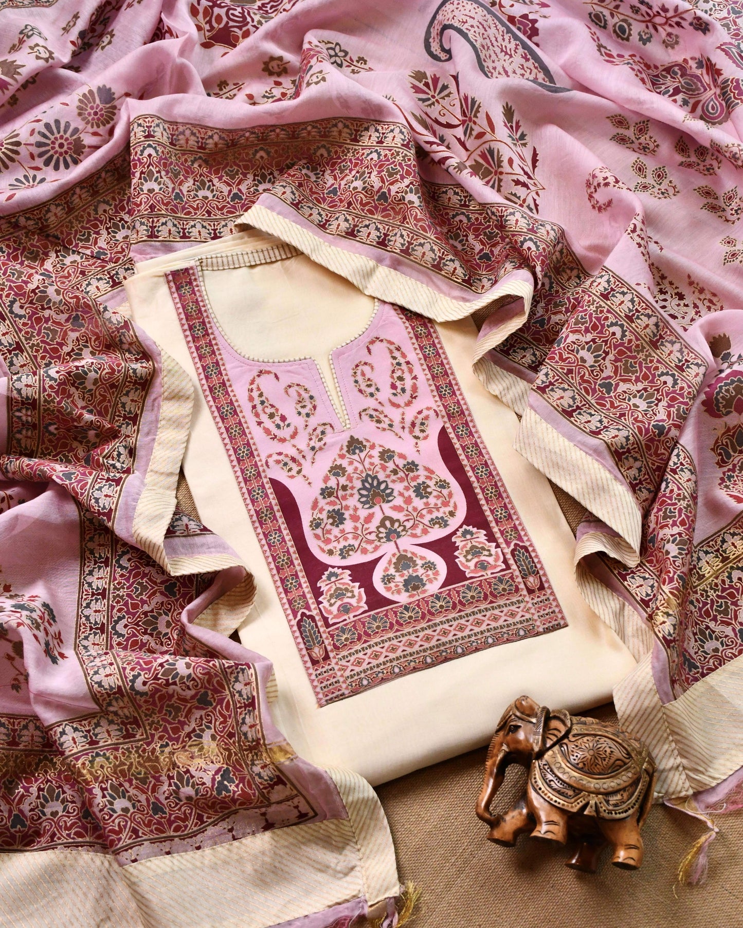 Pure Maheshwari silk Unstitched Suit