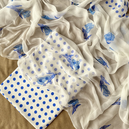 Polka Dot Cotton Unstitched Suit