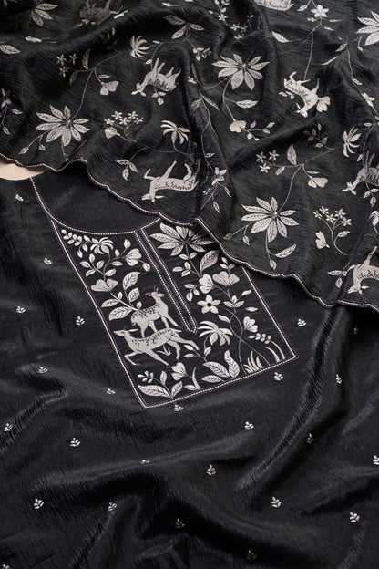 Pure Crushed Tissue Silk Unstitched Suit