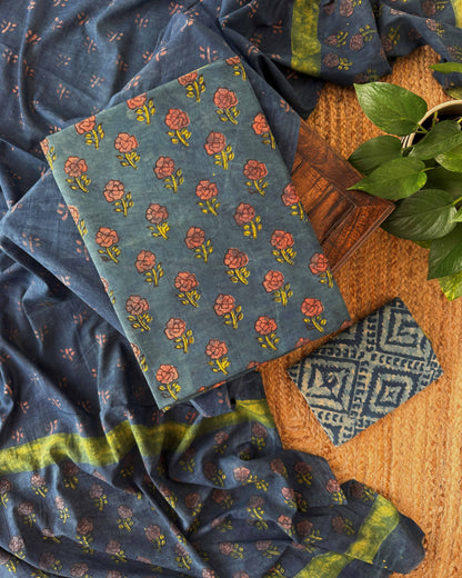 Natural Pomegranate Dye Premium Cotton Unstitched Suit Set