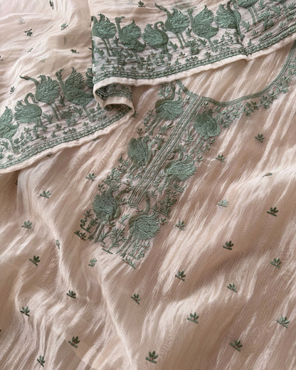 Embroidered Crushed Tissue Silk Unstitched Suit Set with Dupatta