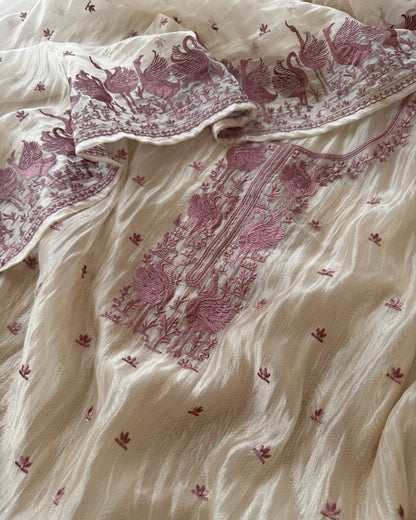 Embroidered Crushed Tissue Silk Unstitched Suit Set with Dupatta
