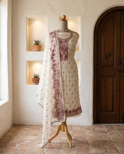 Embroidered Crushed Tissue Silk Unstitched Suit Set with Dupatta