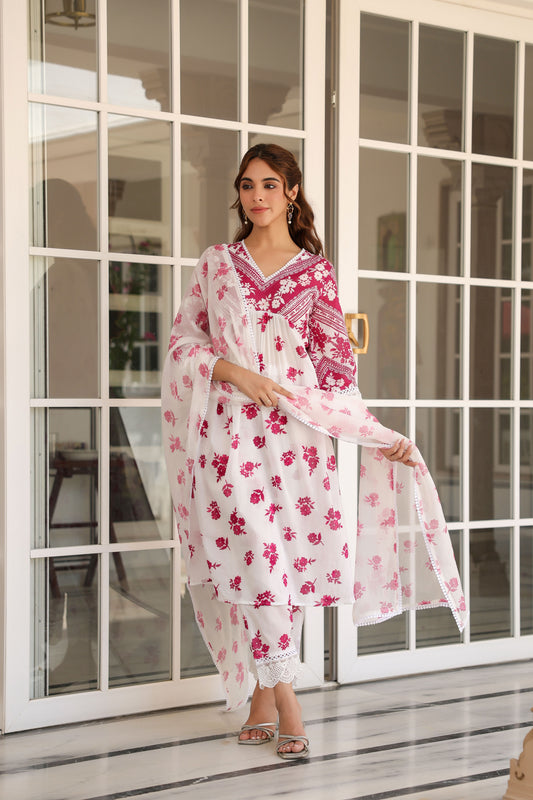 Kurta Pant Suit Set With Dupatta - Set Of 3