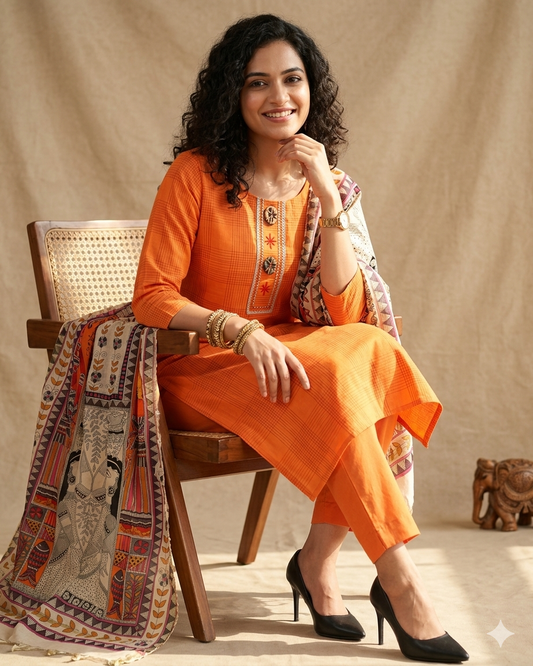 Khaadi Cotton Unstitched Suit Set with Madhubani Print Mul Chanderi Dupatta