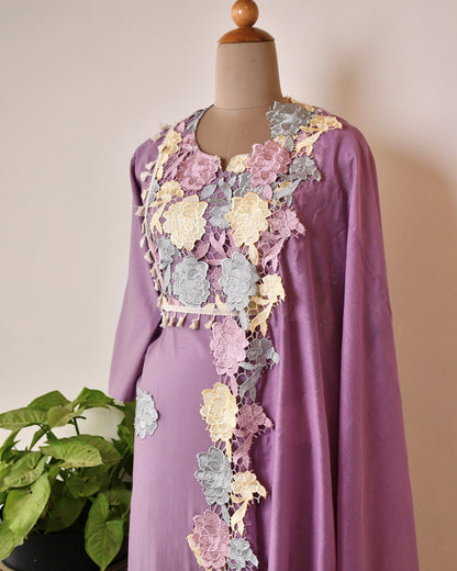 Floral Appliqué Unstitched Suit