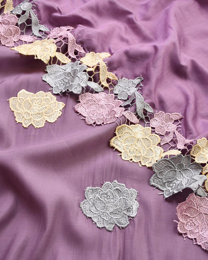 Floral Appliqué Unstitched Suit