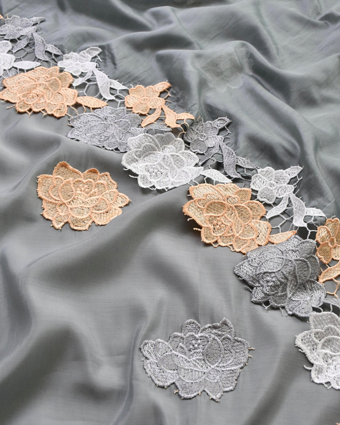 Floral Appliqué Unstitched Suit