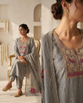 Banarasi Tissue Silk Unstitched Suit Material with Handcrafted Gota Patti & Thresd Work
