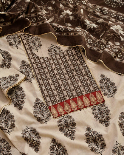 Premium Cotton Block Print Unstitched Suit Set