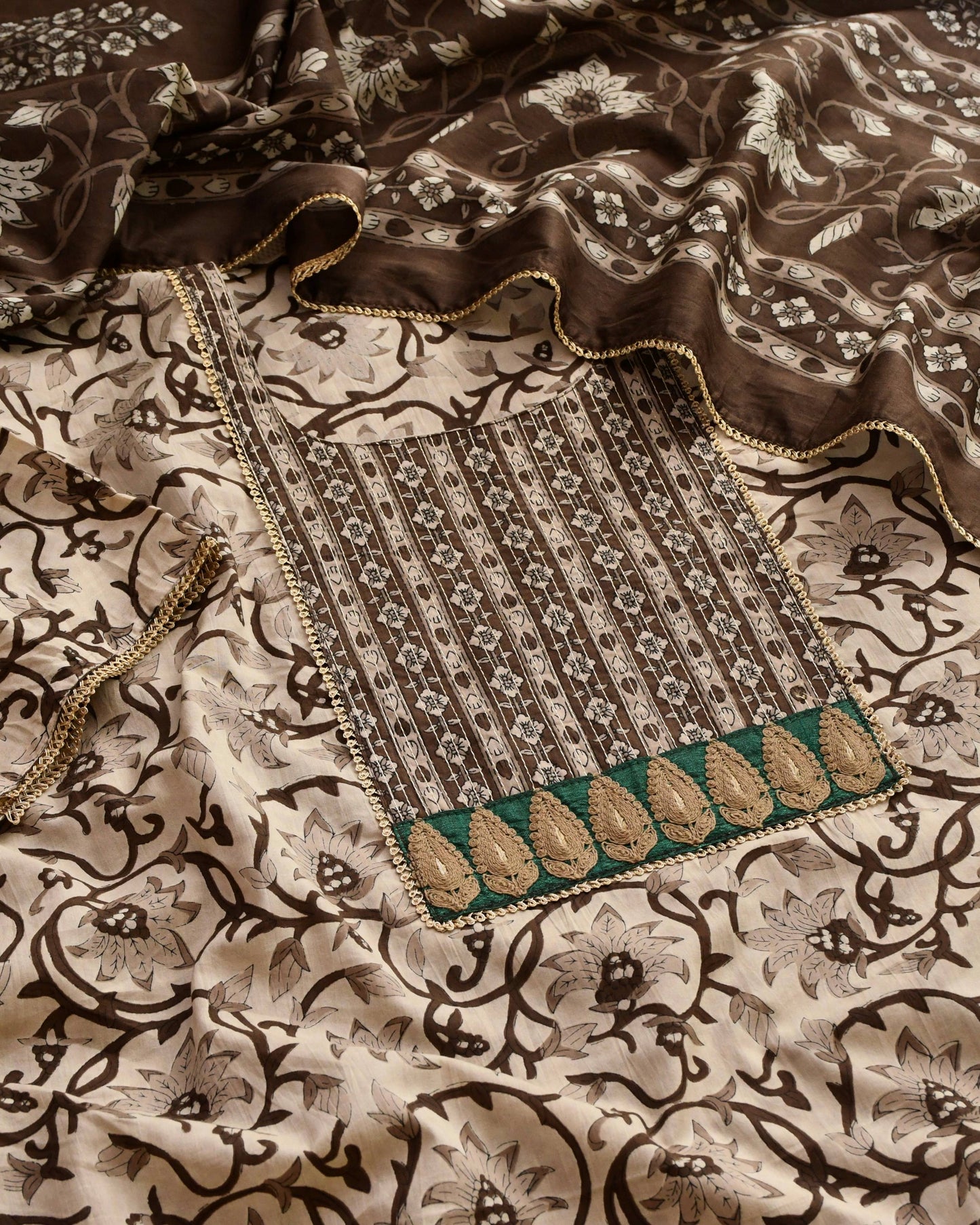 Premium Cotton Block Print Unstitched Suit Set