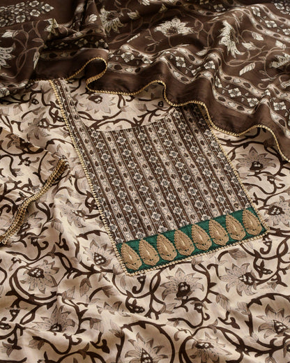 Premium Cotton Block Print Unstitched Suit Set