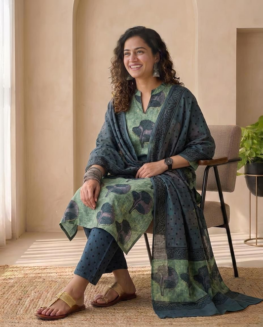 Natural Pomegranate Dye Premium Cotton Unstitched Suit Set