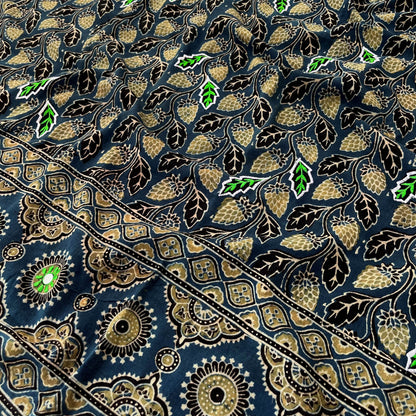 Ajrakh Hand Dyed Block Printed Embroidered Dupatta