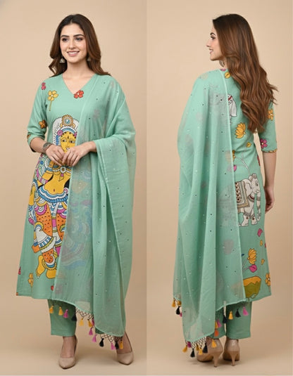 Kalamkari Maheshwari silk  Unstitched Suit