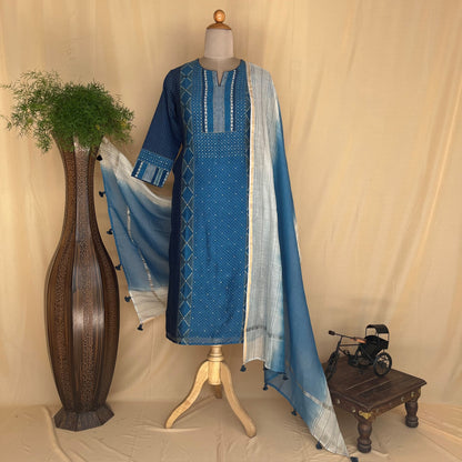 Chanderi Silk Readymade Suit Set