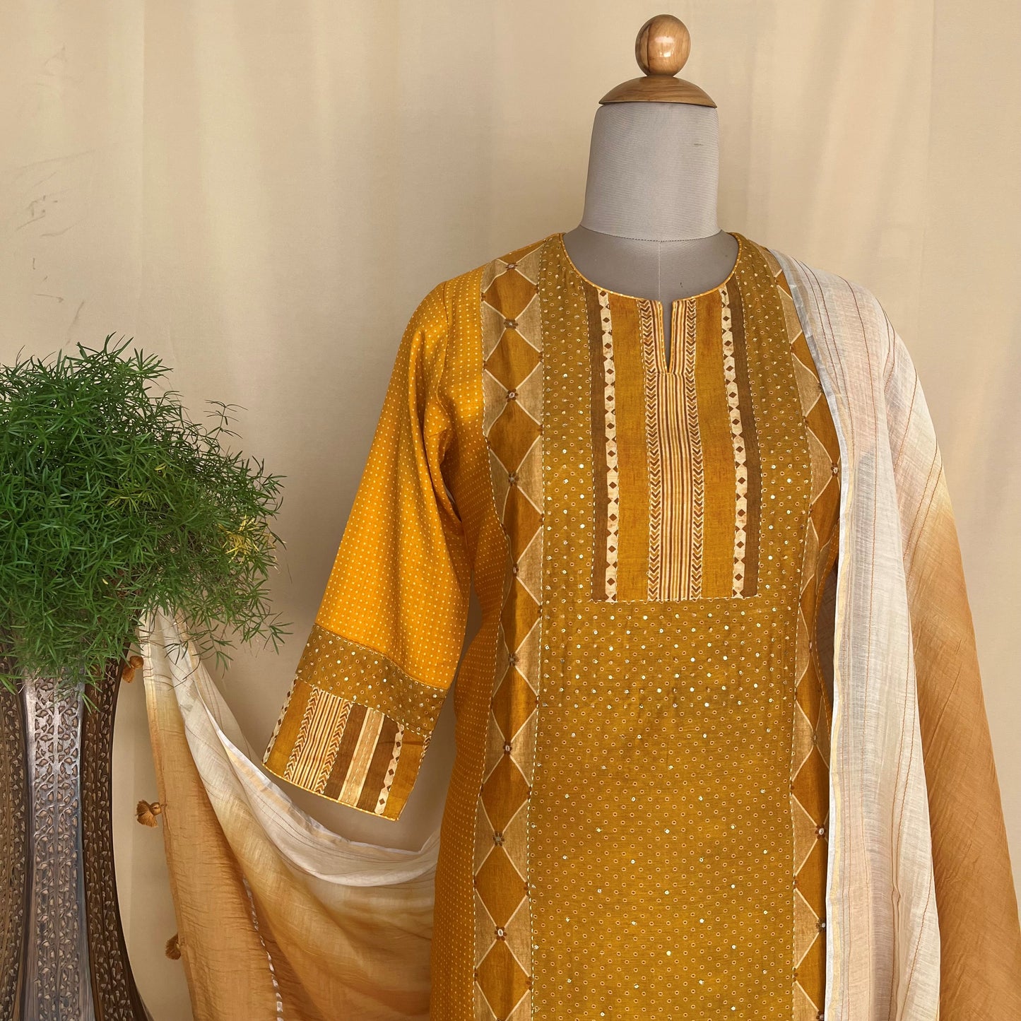 Chanderi Silk Readymade Suit Set