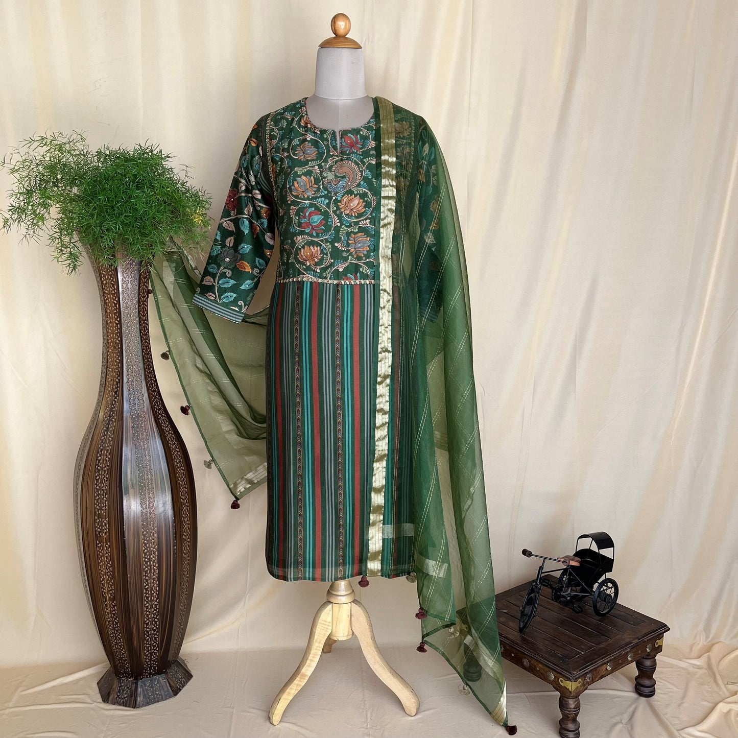 Kalamkari Chanderi Silk Readymade Suit Set