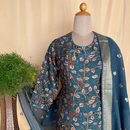 Kalamkari Chanderi Silk Readymade Suit Set