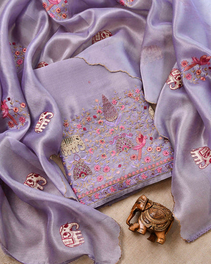 Doria Silk Pearl Work Unstitched Suit Set