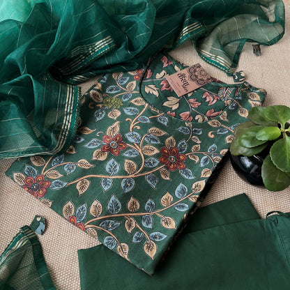 Kalamkari Chanderi Silk Readymade Suit Set