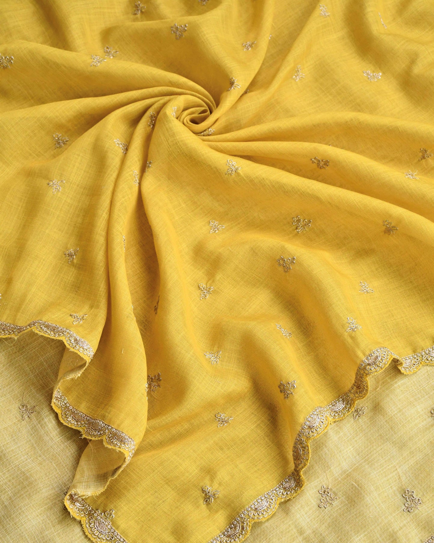 Linen Silk Embroidered Unstitched Suit