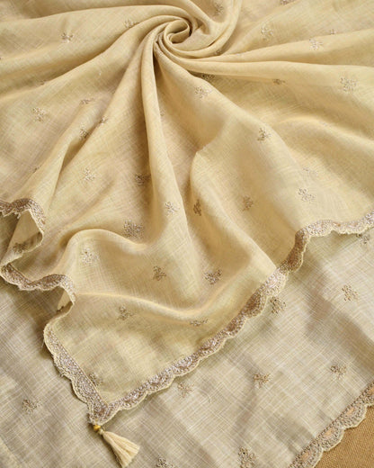 Linen Silk Embroidered Unstitched Suit