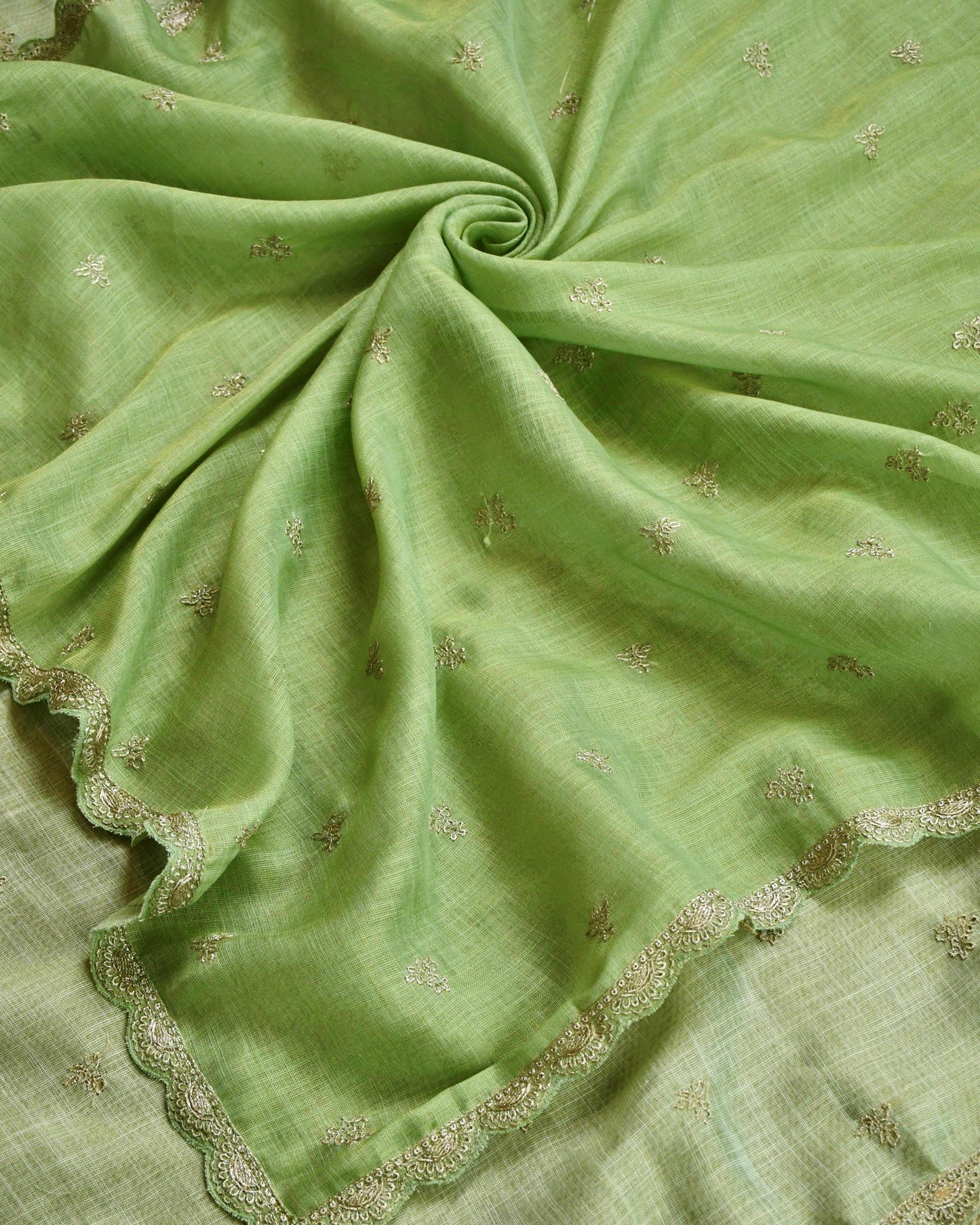 Linen Silk Embroidered Unstitched Suit