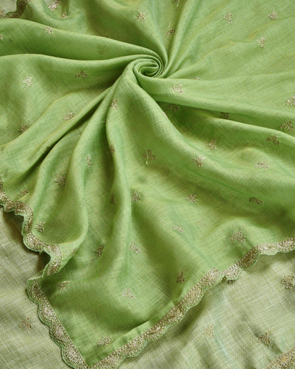 Linen Silk Embroidered Unstitched Suit