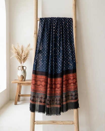 Premium Modal Silk Ajrakh Bandhej Dupatta – Handcrafted Artisanal Dupatta
