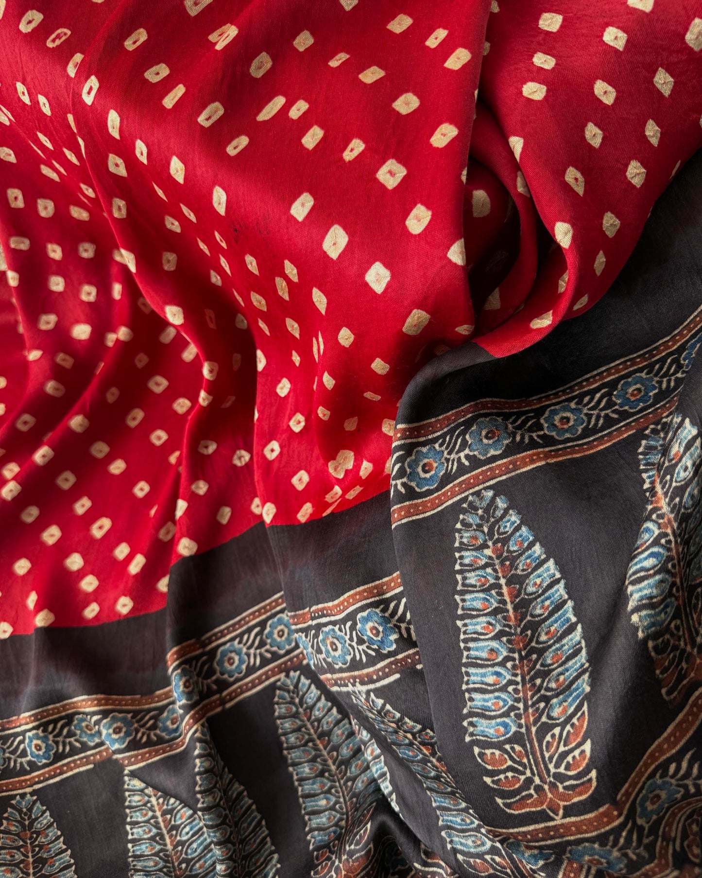 Premium Modal Silk Ajrakh Bandhej Dupatta – Handcrafted Artisanal Dupatta