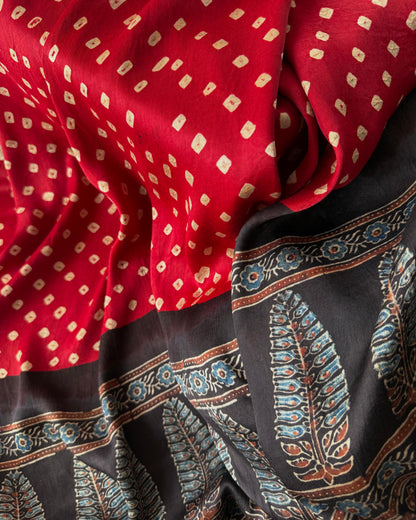 Premium Modal Silk Ajrakh Bandhej Dupatta – Handcrafted Artisanal Dupatta