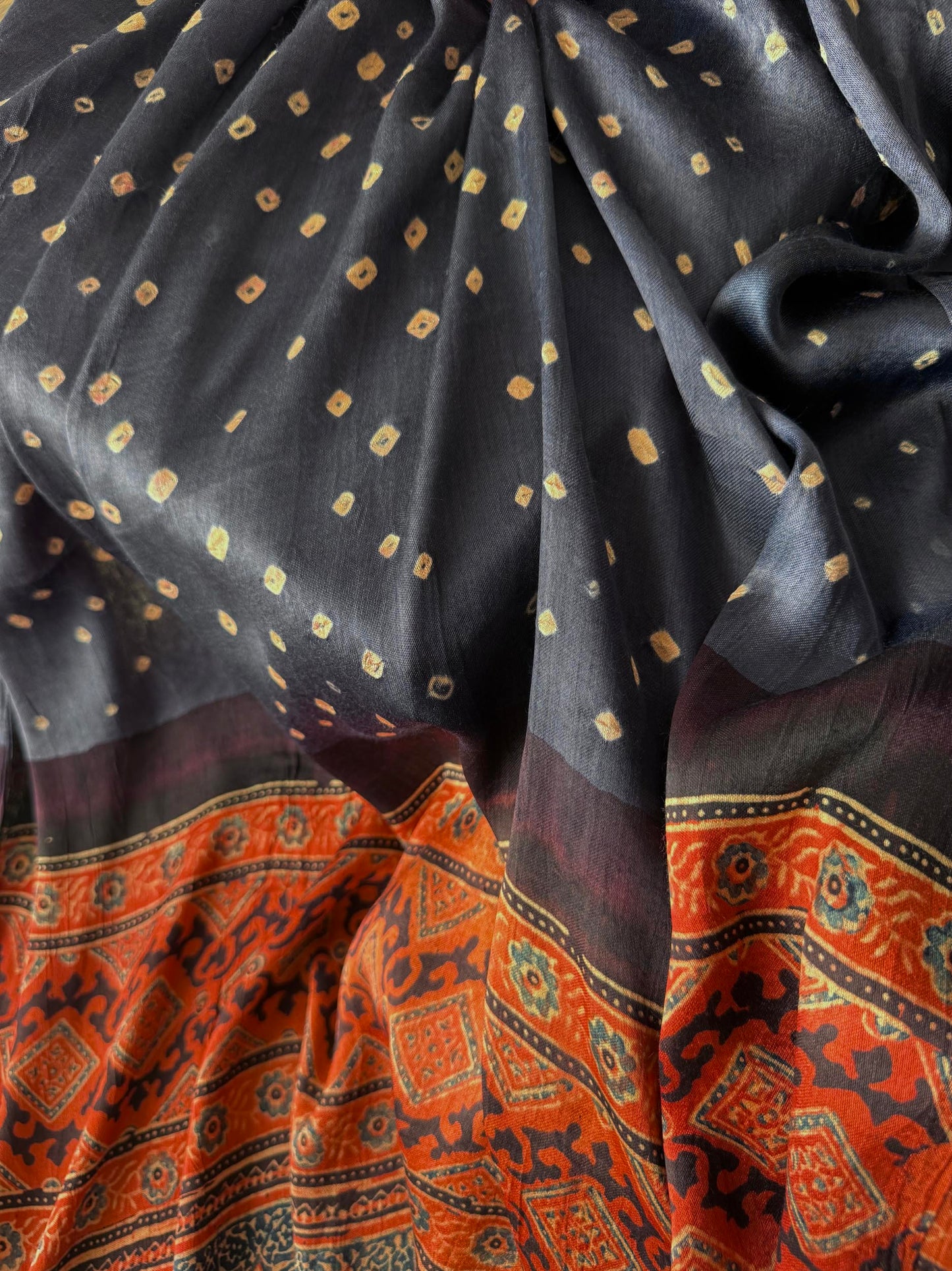 Premium Modal Silk Ajrakh Bandhej Dupatta – Handcrafted Artisanal Dupatta