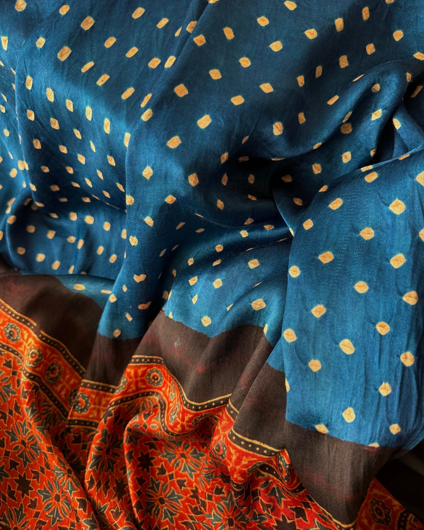 Premium Modal Silk Ajrakh Bandhej Dupatta – Handcrafted Artisanal Dupatta